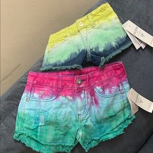 Guess Vibrant Tie-Dye Jean Shorts - Pink and Blue / Yellow green various